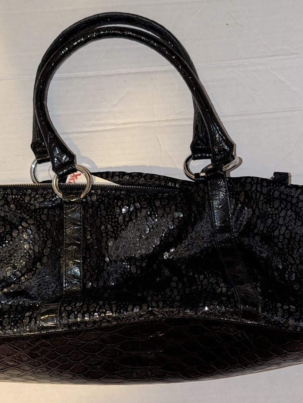 [NWT] VINTAGE Y2K GUESS BLING BAG Black Reptile Rhinestone G Logo DEADSTOCK MINT - Picture 3 of 11
